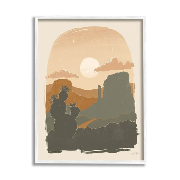 Stupell Industries Sunset Desert Canyon Silhouette Graphic Art White Framed Art Print Wall Art, Design by Janelle Penner