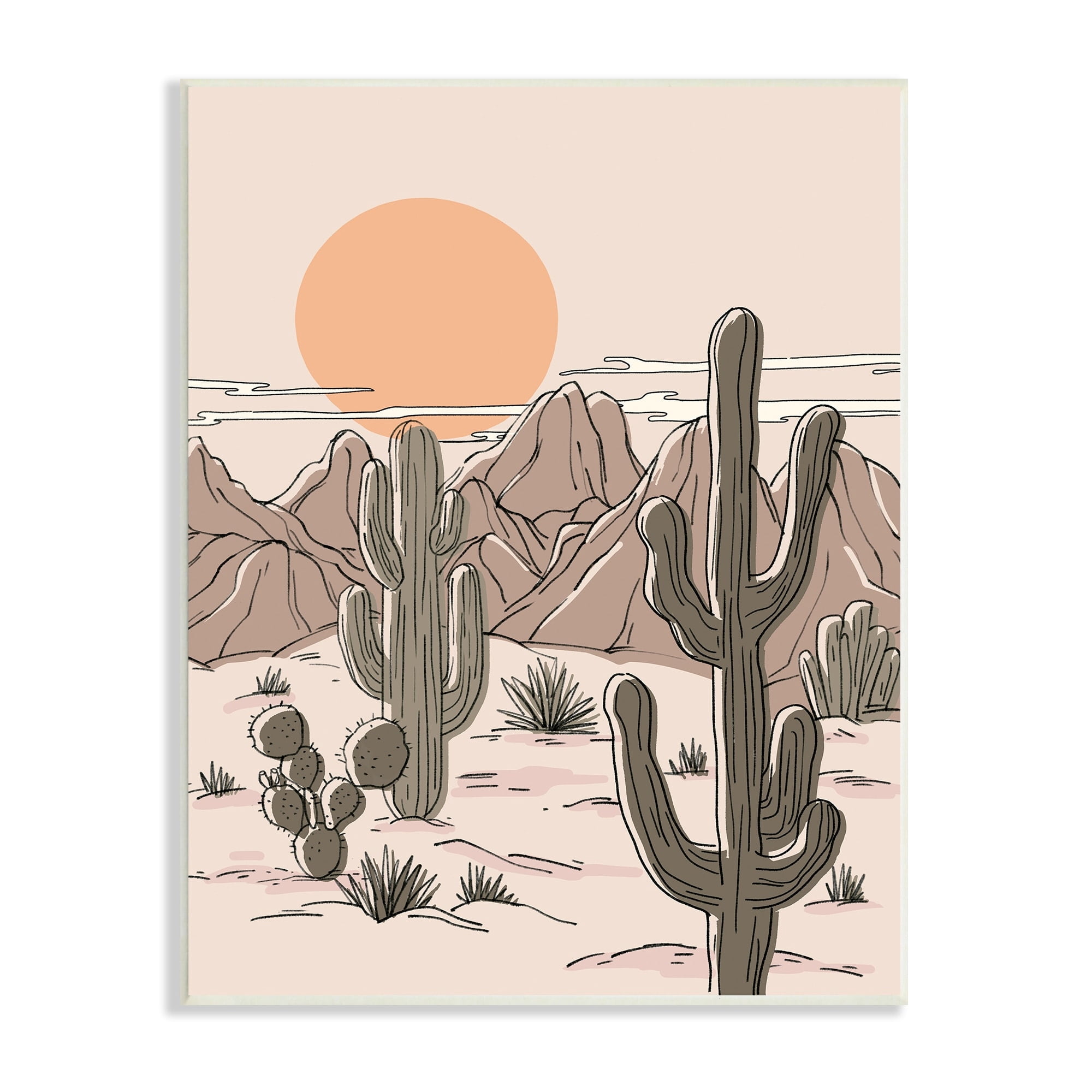 Stupell Industries Sunset Desert Sky Mountain Range Canyon Cactus Plants, 10 x 15, Design by Ziwei Li