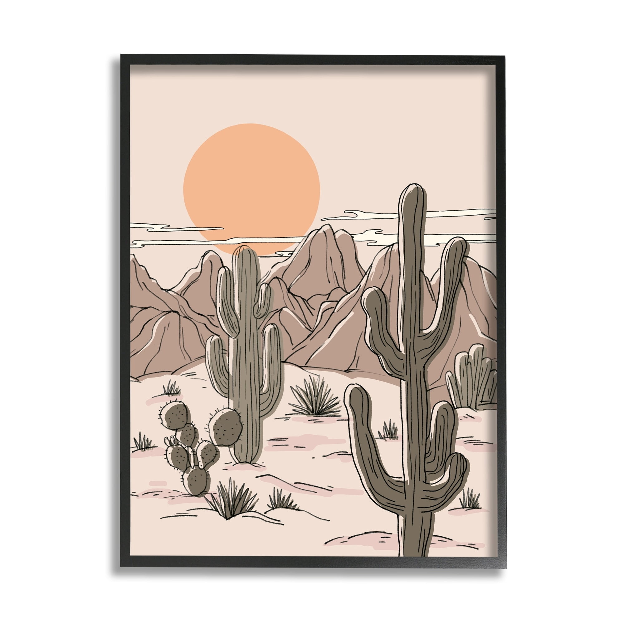 Stupell Industries Sunset Desert Sky Mountain Range Canyon Cactus Plants, 16 x 20, Design by Ziwei Li