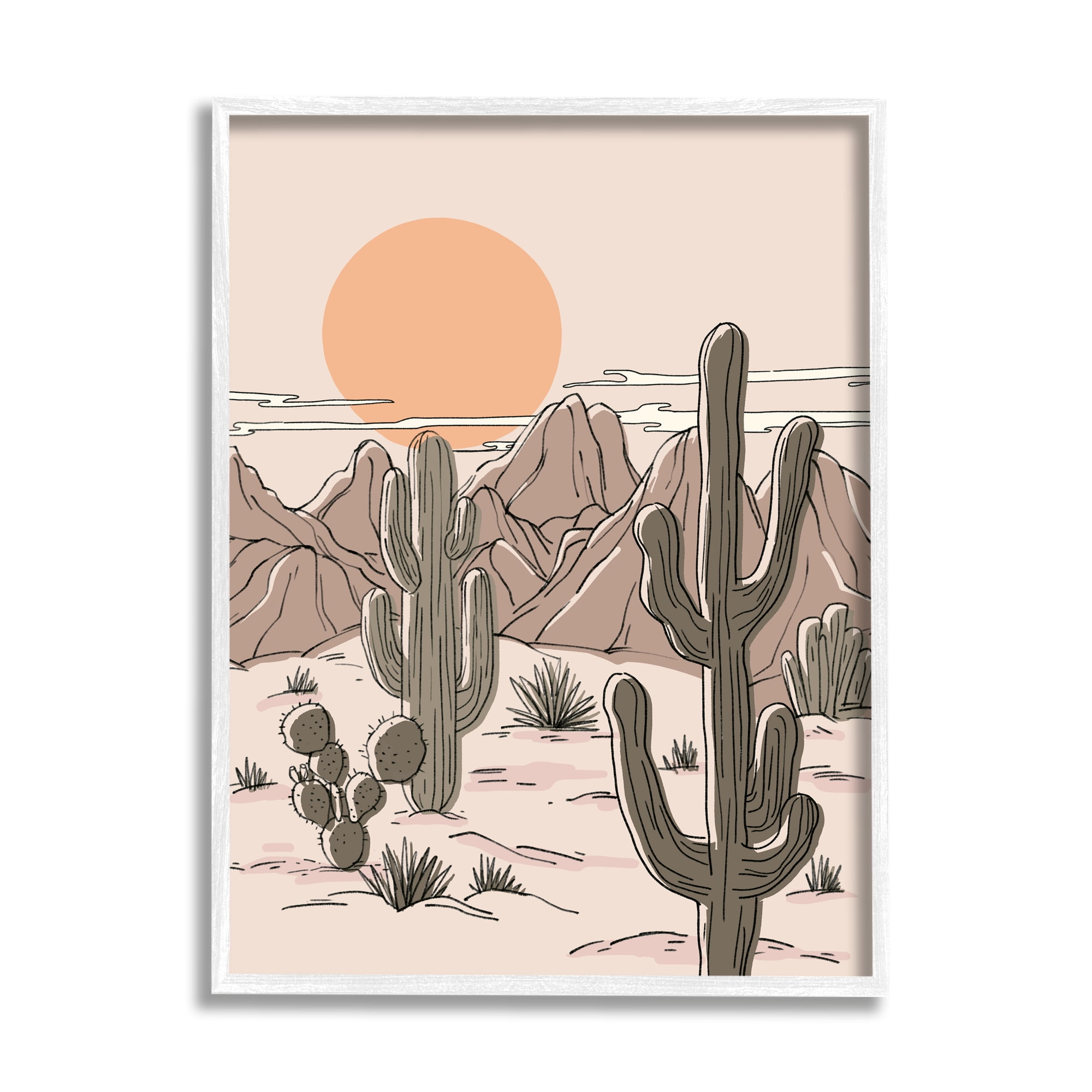 Stupell Industries Sunset Desert Sky Mountain Range Canyon Cactus Plants, 16 x 20, Design by Ziwei Li