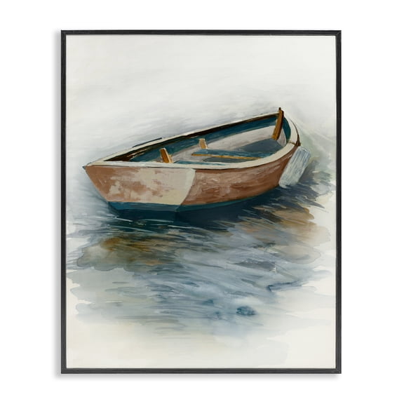 Stupell Industries Sunset Drifting Boat Black Framed Giclee Art design by Jacob Q, 30 x 24