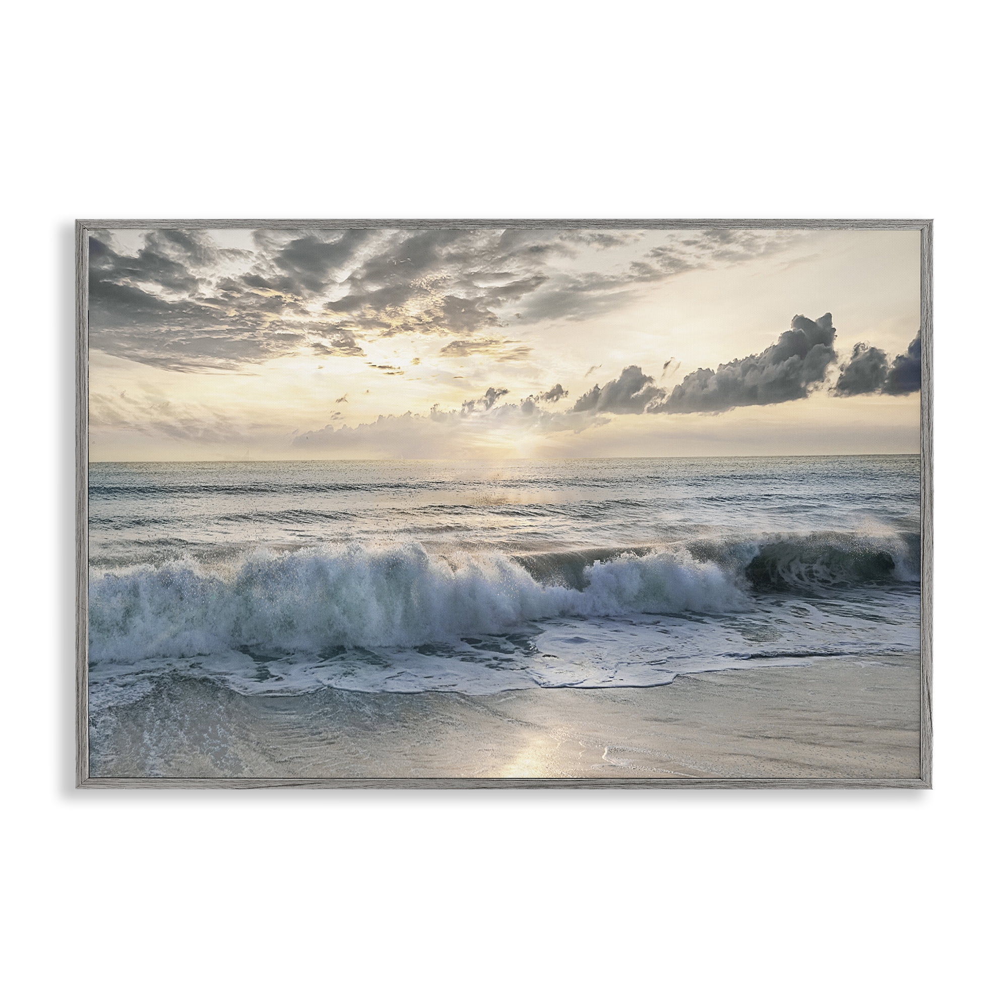 Stupell Industries Sunset Foam Along Shoreline Gray Framed Giclee Art, design by Mike Calascibetta