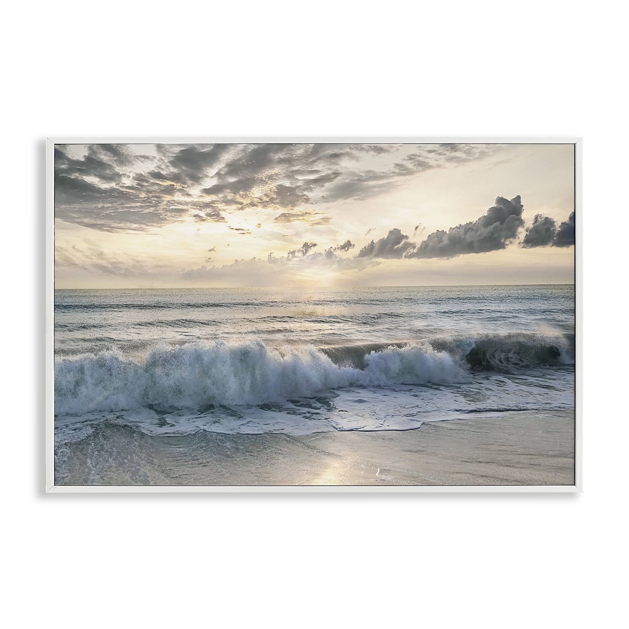 Stupell Industries Sunset Foam Along Shoreline White Framed Giclee Art, design by Mike Calascibetta