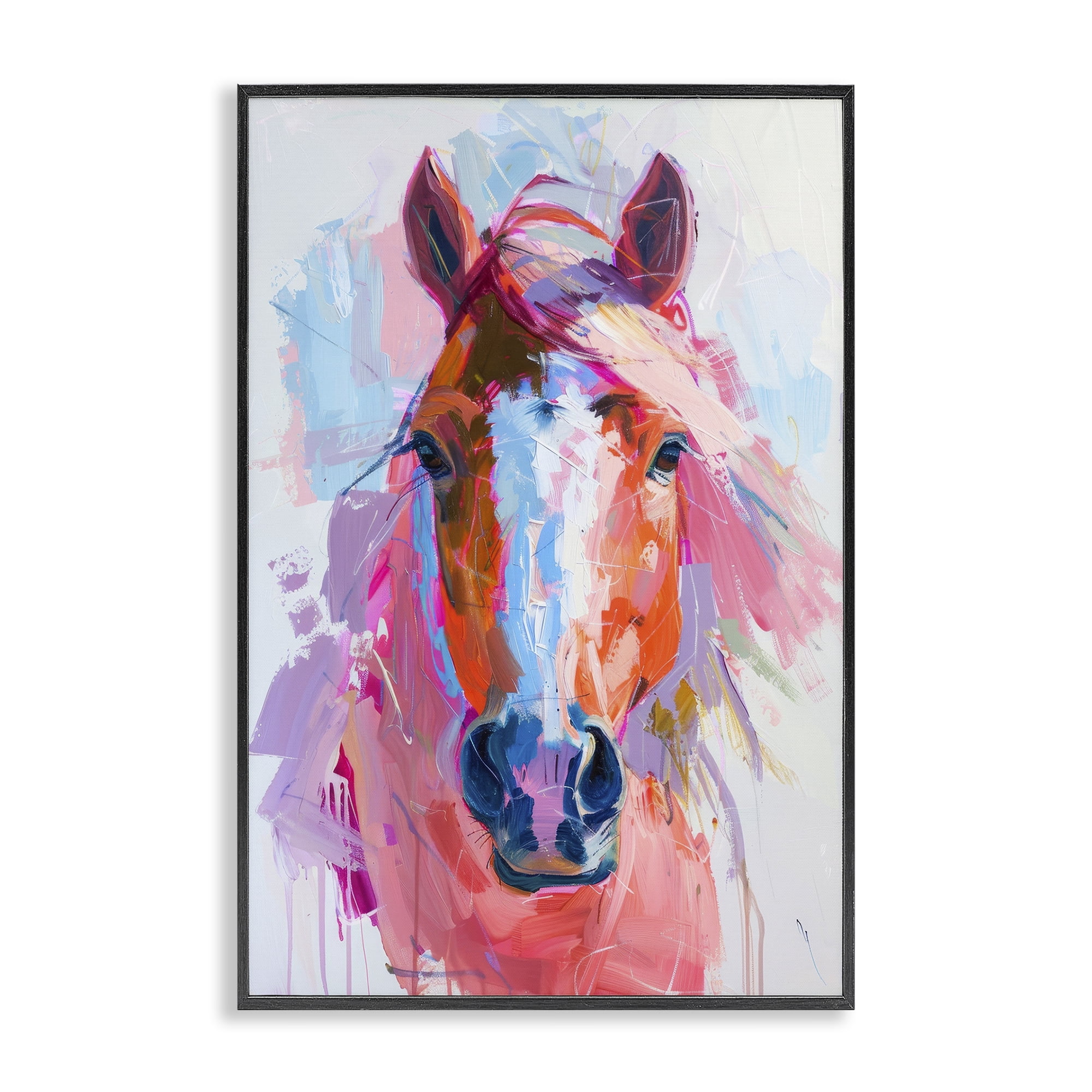 Stupell Industries Sunset Horse Visage Animals Painting Black Framed Art Print Wall Art, 20 x 30