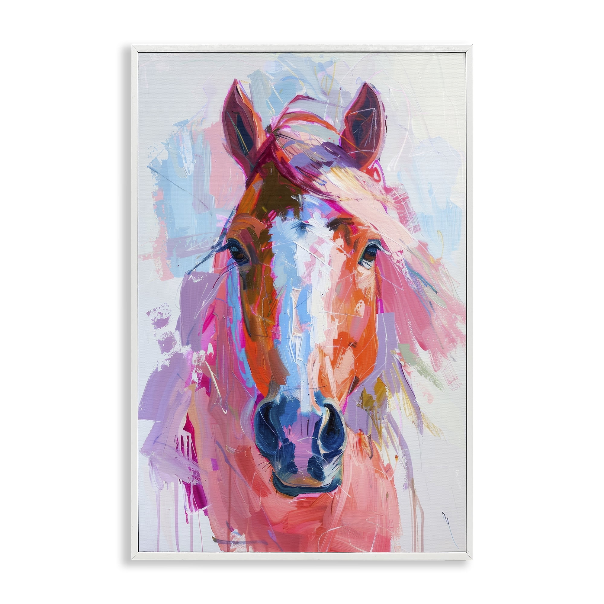 Stupell Industries Sunset Horse Visage Animals Painting White Framed Art Print Wall Art, 12 x 18