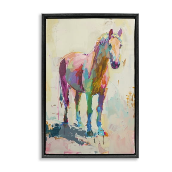 Stupell Industries Sunset Hued Horse Animals Painting Black Floater Framed Canvas Art Print Wall Art, 17 x 25