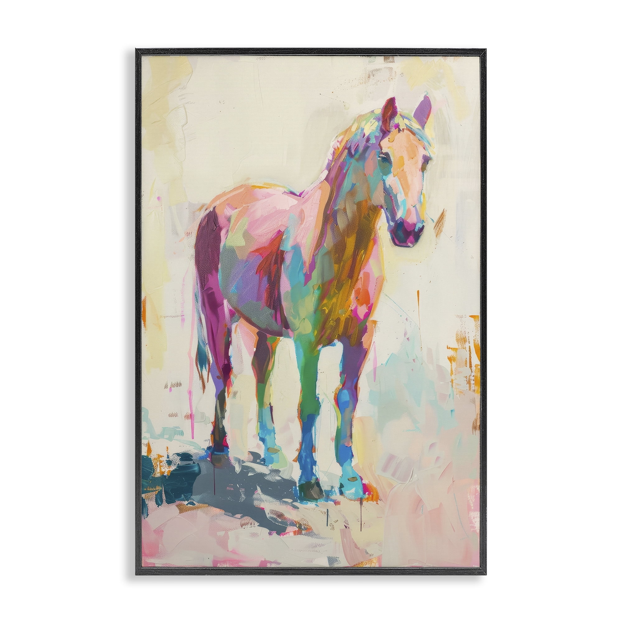 Stupell Industries Sunset Hued Horse Animals Painting Black Framed Art Print Wall Art, 20 x 30
