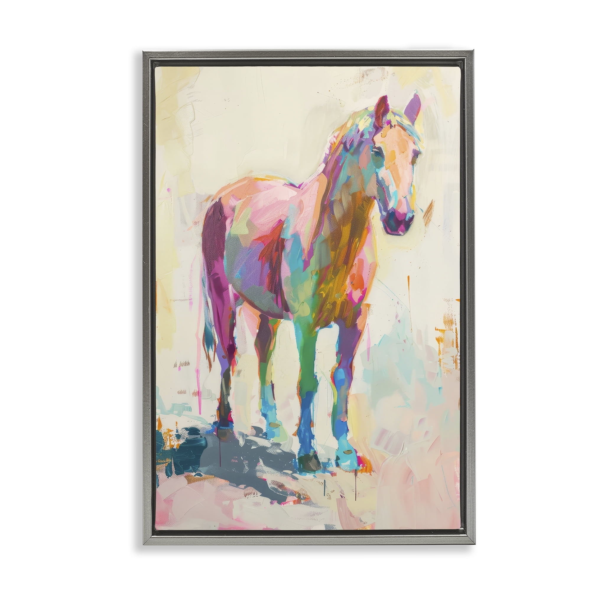 Stupell Industries Sunset Hued Horse Animals Painting Gray Floater Framed Canvas Art Print Wall Art, 21 x 31