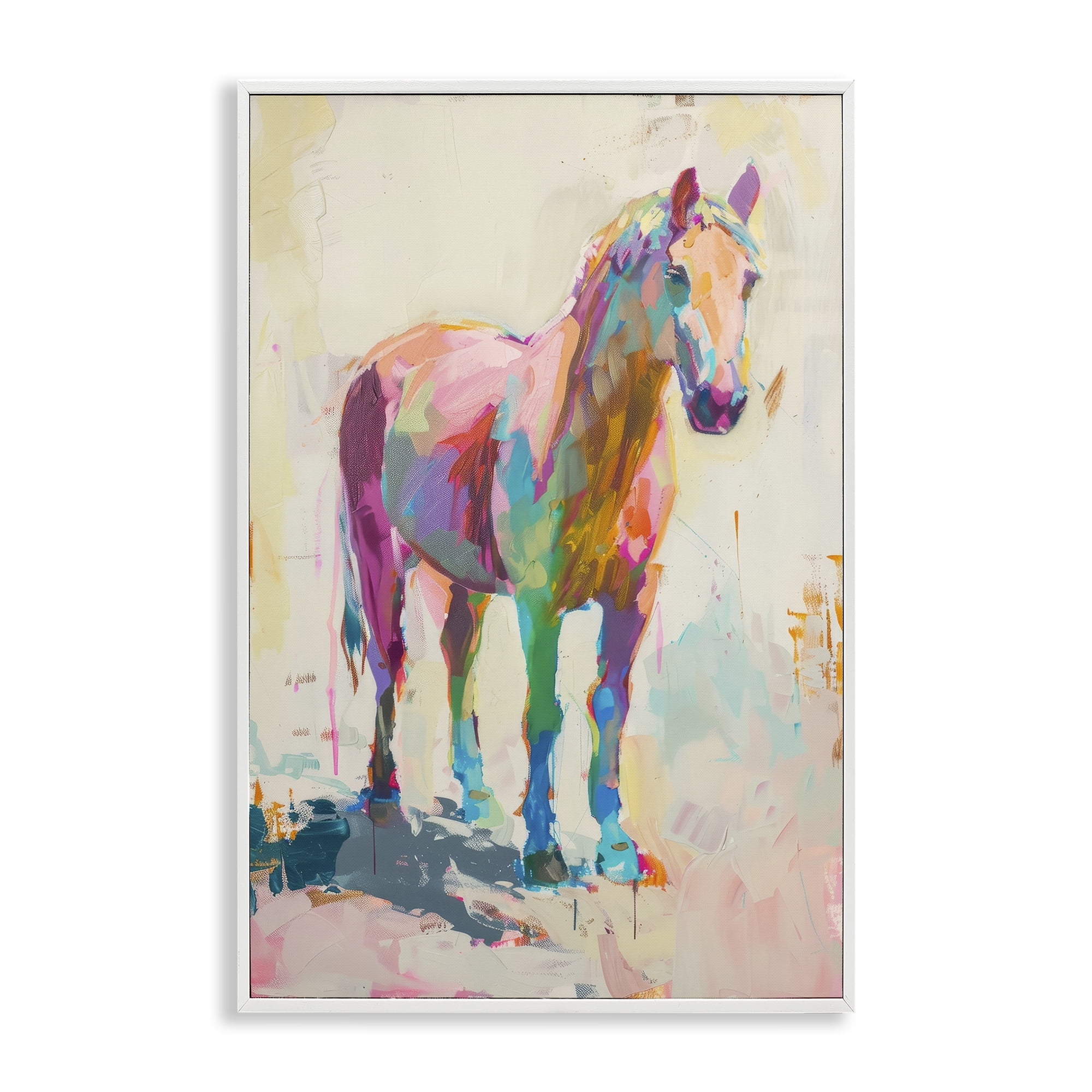 Stupell Industries Sunset Hued Horse Animals Painting White Framed Art Print Wall Art, 12 x 18