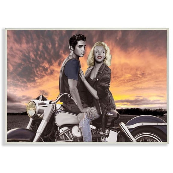 Stupell Industries Sunset Motorcycle Vintage Hollywood Movie Star Classic Illustration Wall Plaque by Jadei Graphics