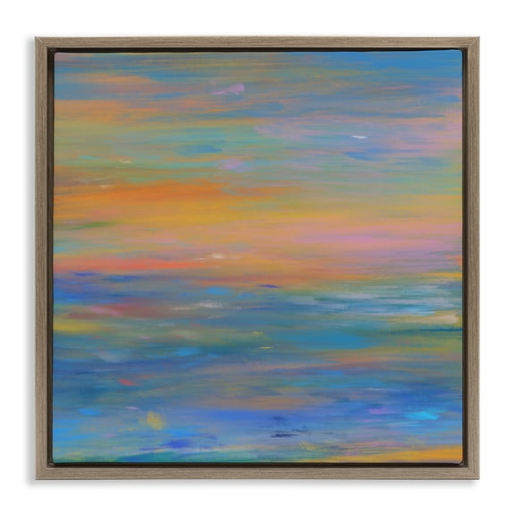 Stupell Industries Sunset Of Lights Abstraction Brown Framed Floater Canvas Wall Art design by Atelier Posters, 25 x 25