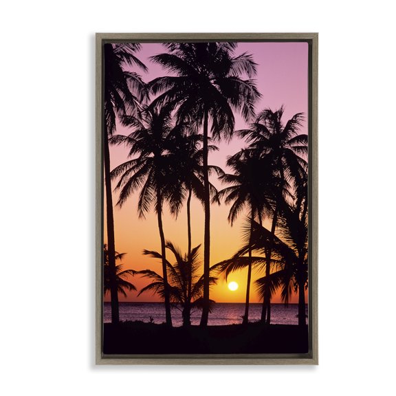 Stupell Industries Sunset On Martinique Brown Framed Floater Canvas Wall Art design by Danita Delimont, 31 x 21