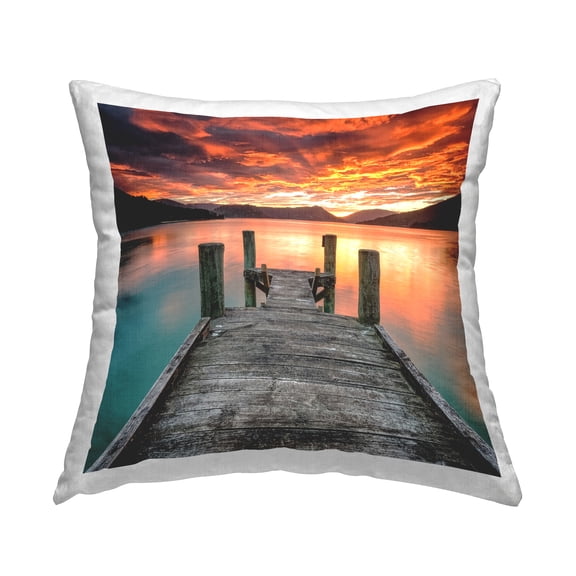 Stupell Industries Sunset Over Lake Dock Square Decorative Printed Throw Pillow Design By Pineapple Licensing, 18 x 18