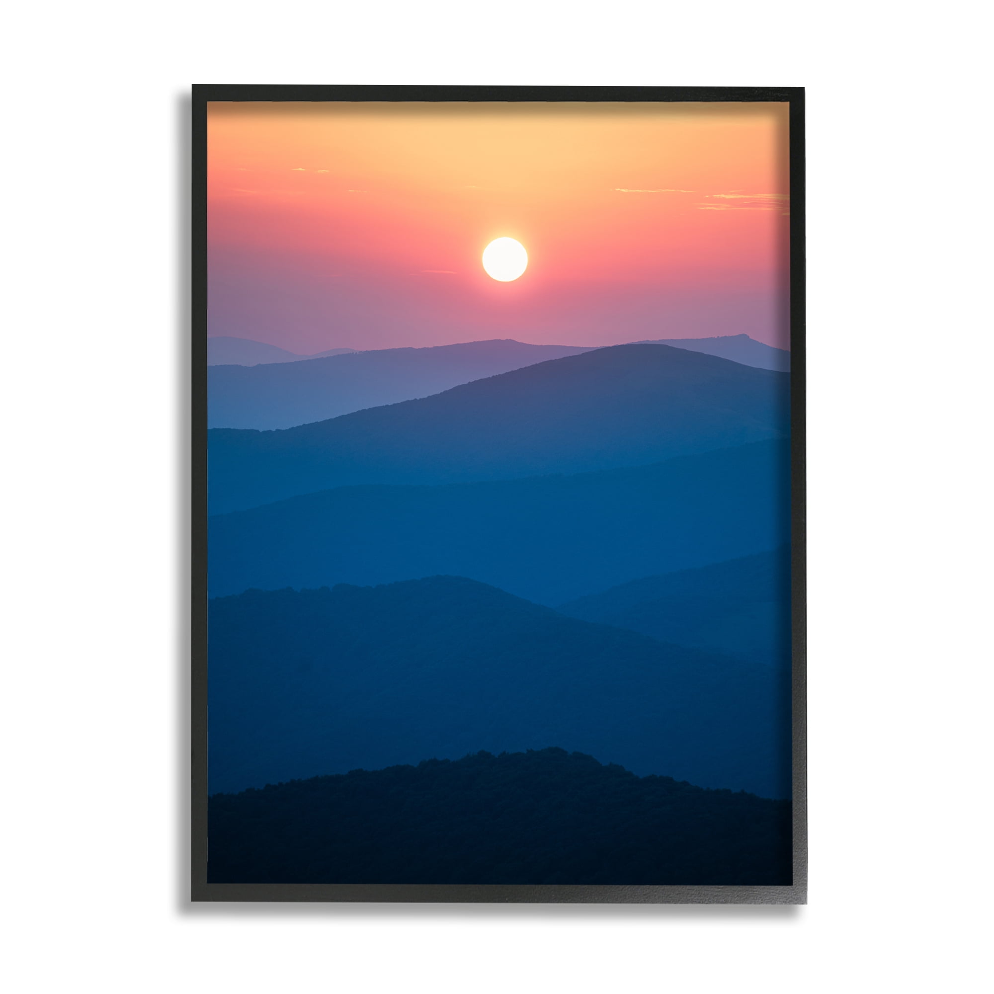 Stupell Industries Sunset Over Mountains Landscape Photography Black Framed Art Print Wall Art, 11 x 14