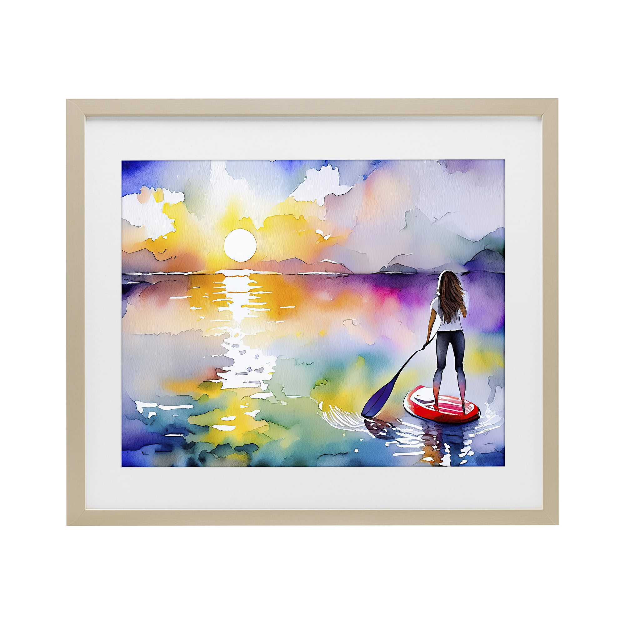 Stupell Industries Sunset Paddle Drift Birch Framed Print Under Glass, design by Shelly Craig