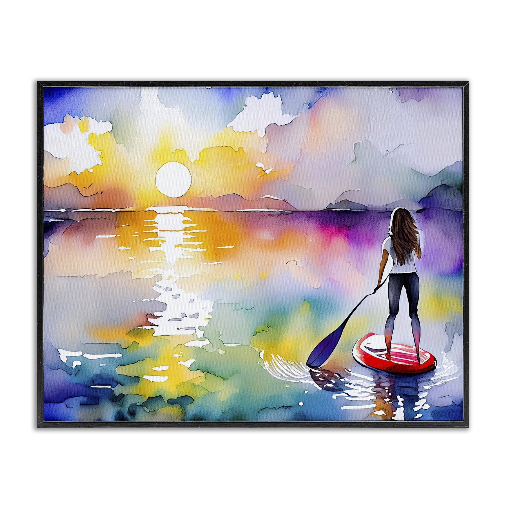 Stupell Industries Sunset Paddle Drift Black Framed Giclee Art, design by Shelly Craig