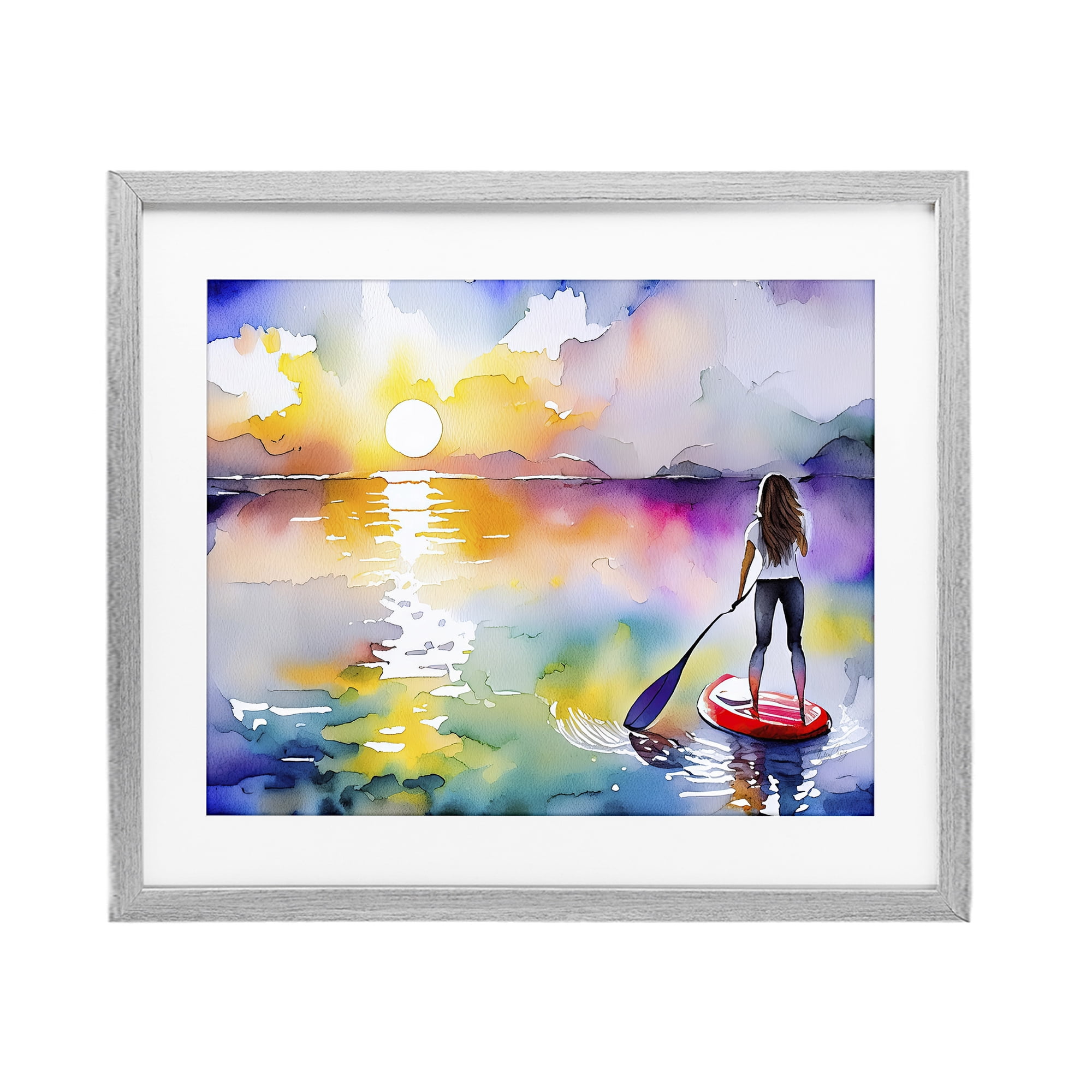 Stupell Industries Sunset Paddle Drift Gray Framed Print Under Glass, design by Shelly Craig