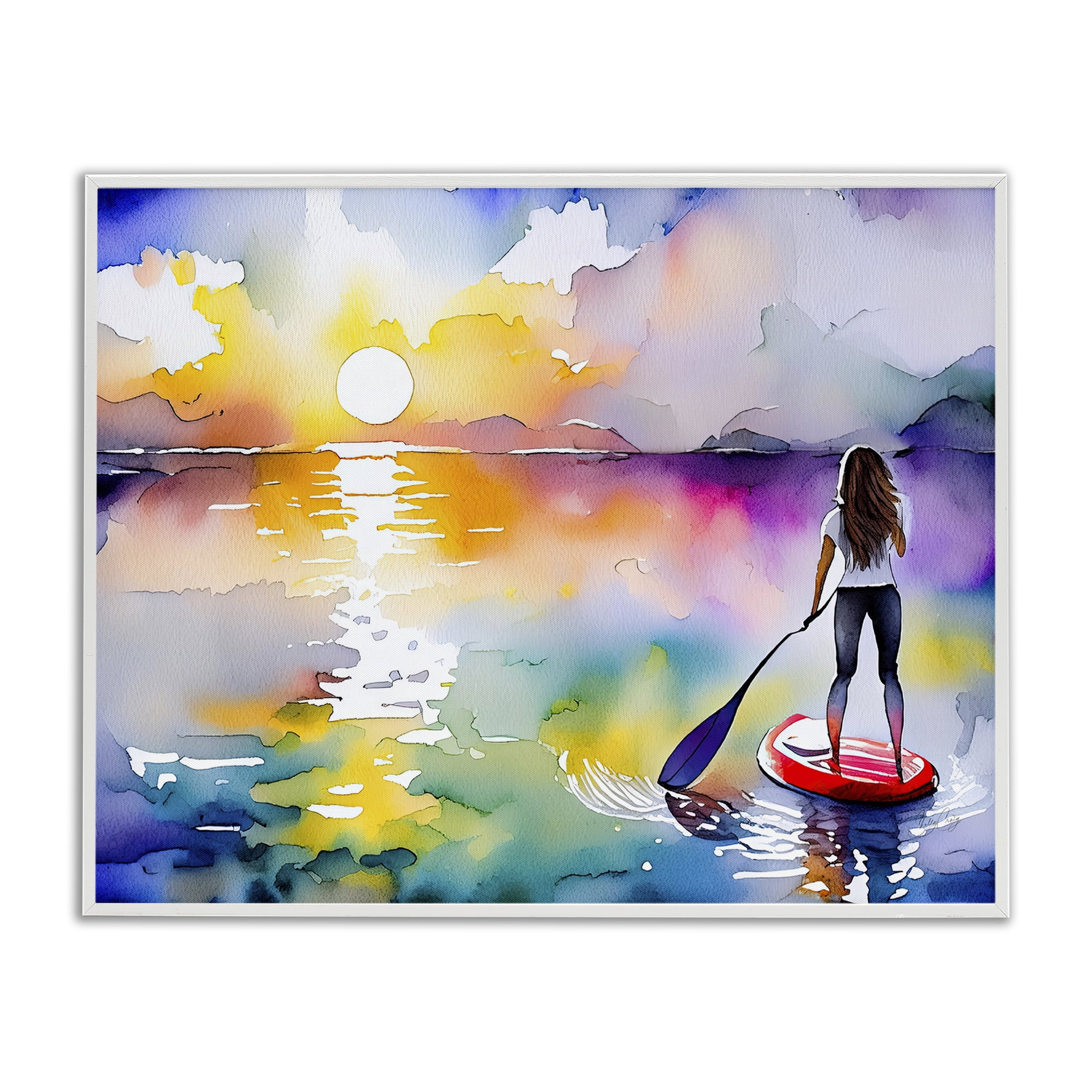 Stupell Industries Sunset Paddle Drift White Framed Giclee Art, design by Shelly Craig