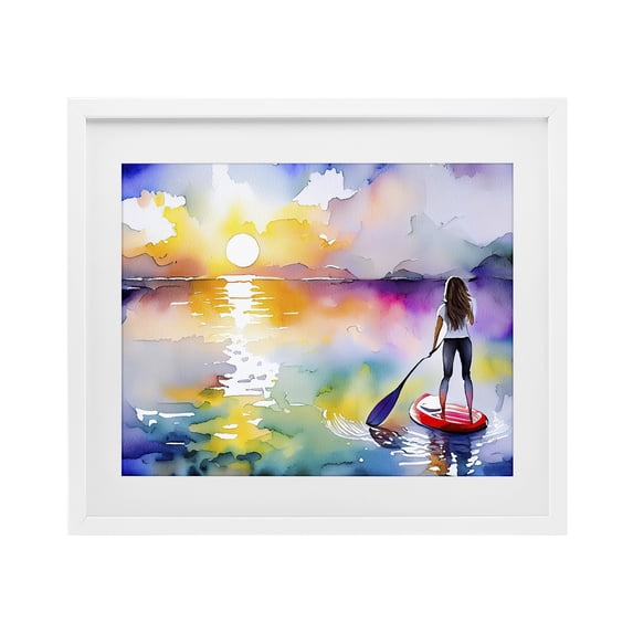 Stupell Industries Tropical Sunset Paddle Drift White Framed Print Under Glass, 16 x 13, by Shelly Craig