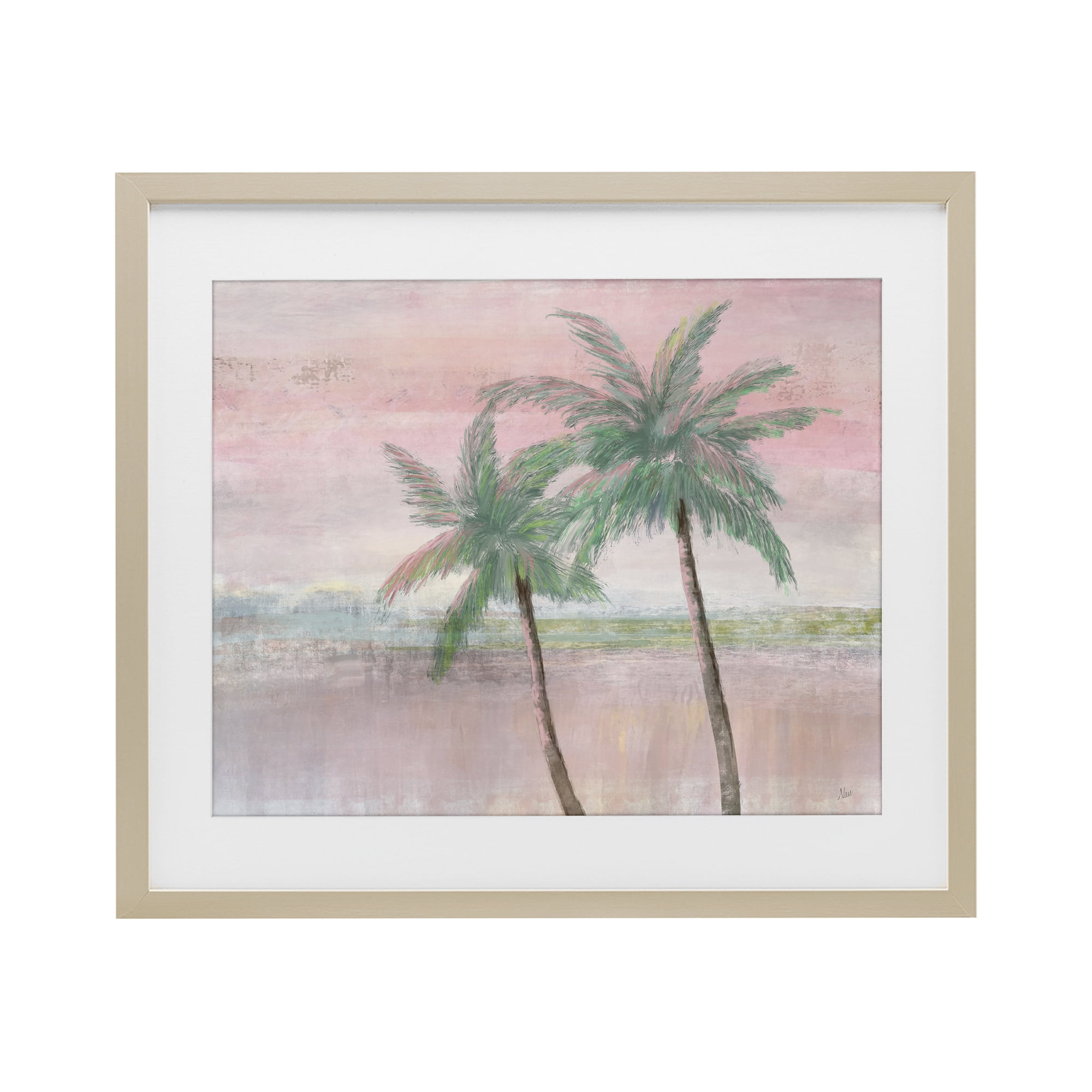 Stupell Industries Sunset Palms at Dusk Birch Framed Print Under Glass, design by Nan