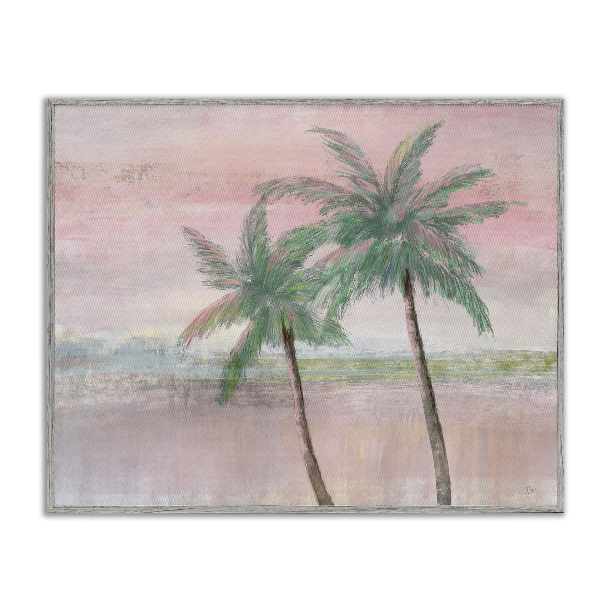 Stupell Industries Sunset Palms at Dusk Gray Framed Giclee Art, design by Nan