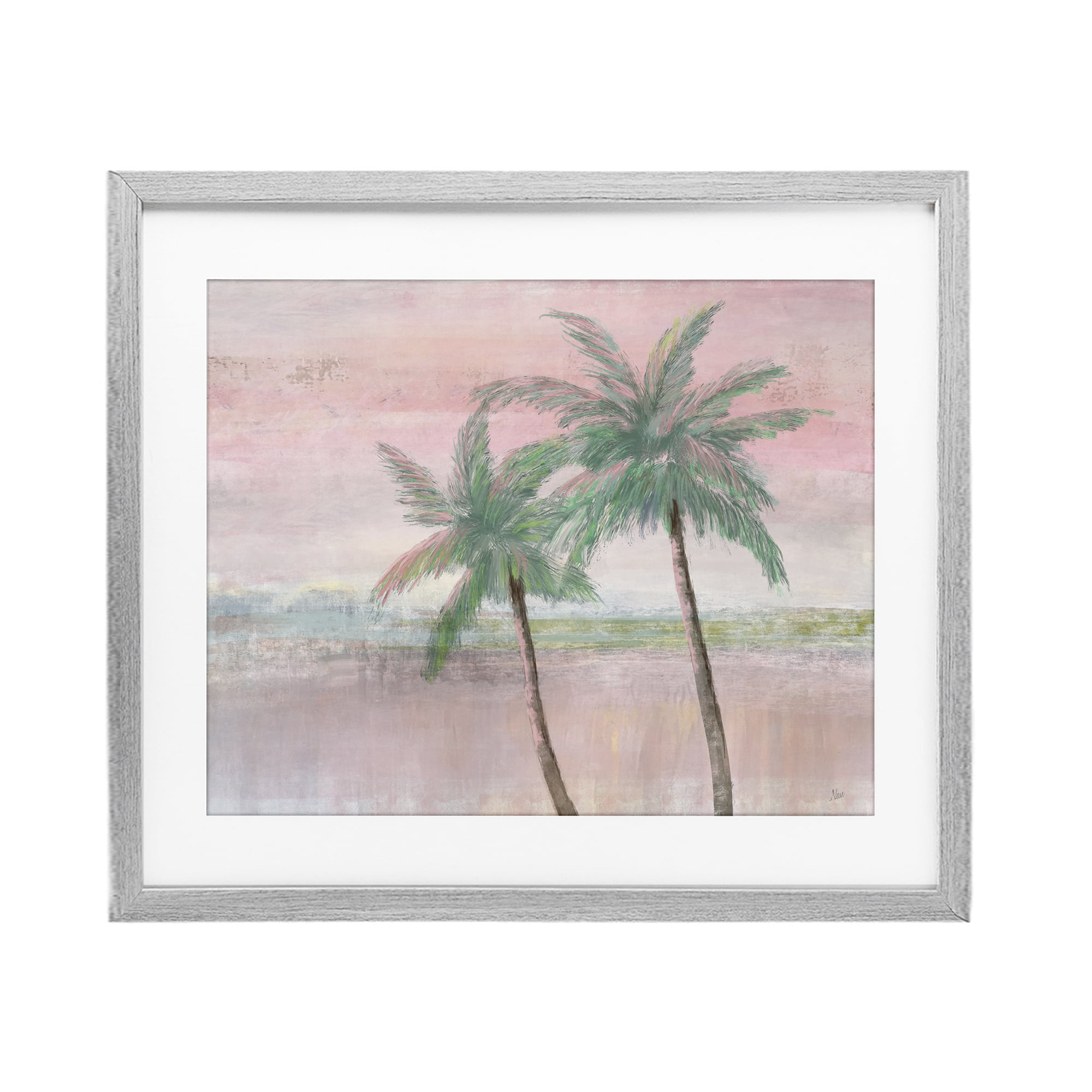 Stupell Industries Sunset Palms at Dusk Gray Framed Print Under Glass, design by Nan