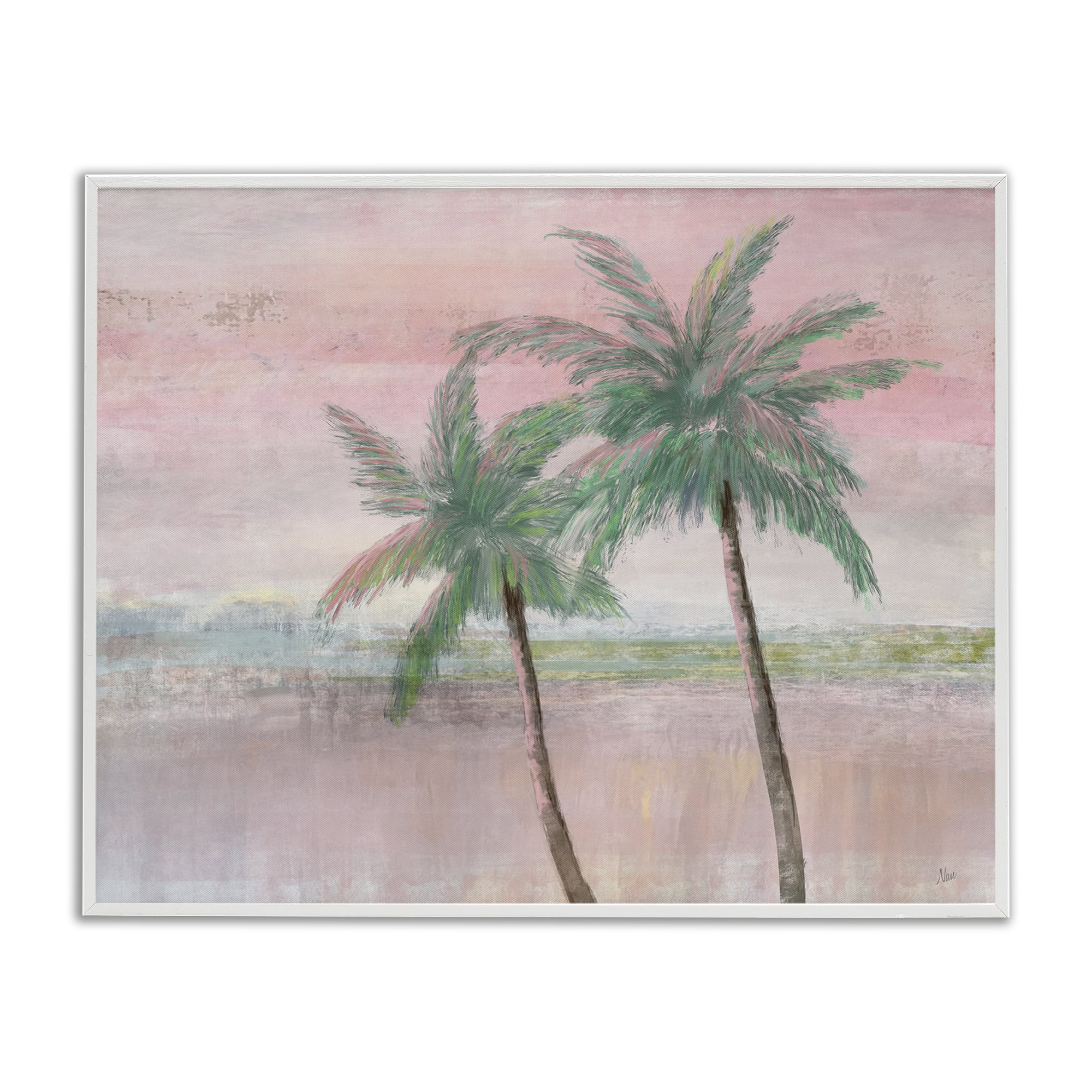 Stupell Industries Sunset Palms at Dusk White Framed Giclee Art, design by Nan