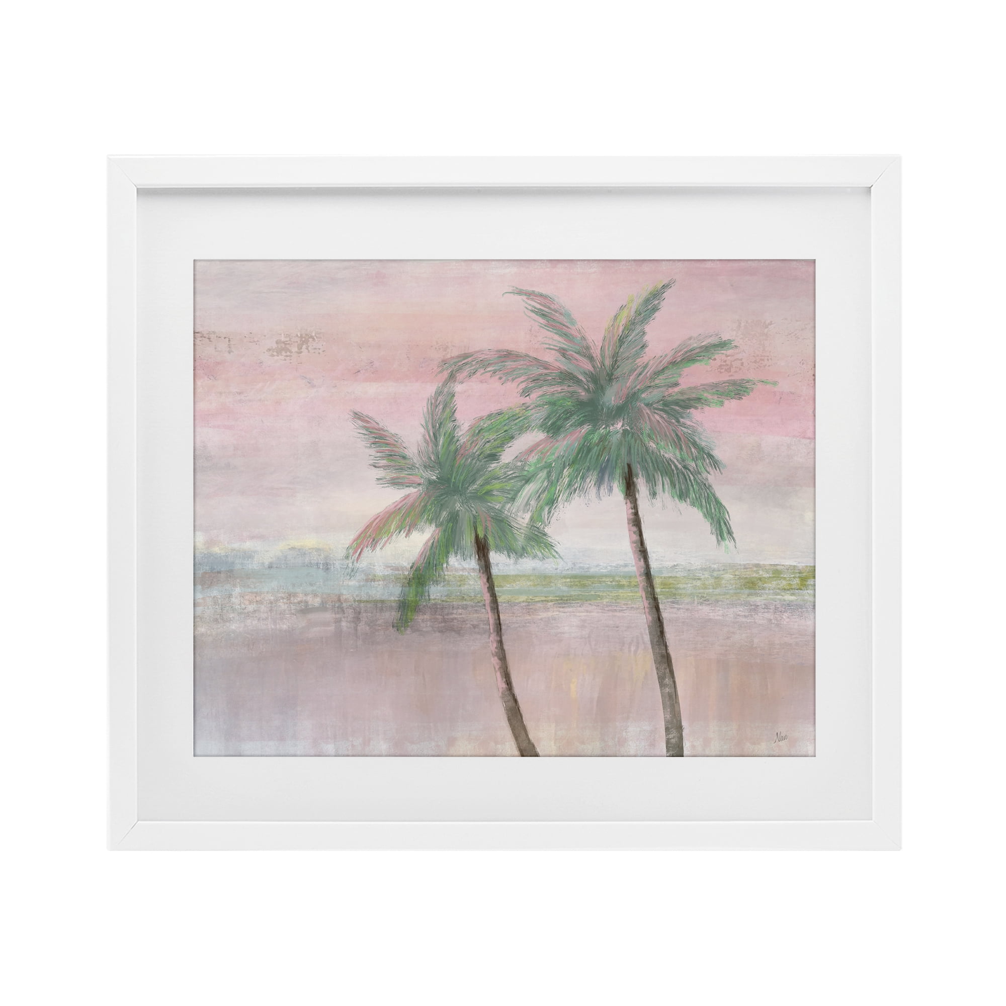 Stupell Industries Sunset Palms at Dusk White Framed Print Under Glass, design by Nan