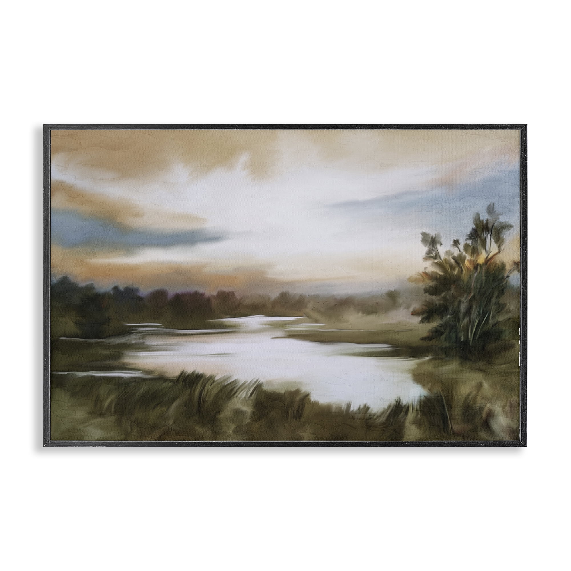 Stupell Industries Sunset Pond Countryside Black Framed Giclee Art, design by Kim Allen
