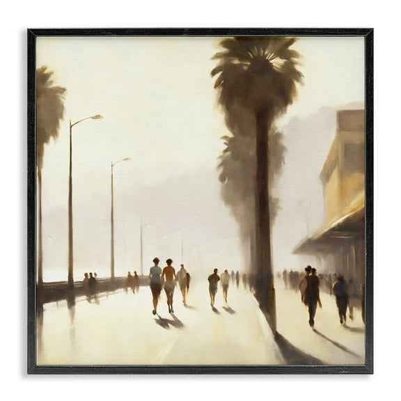 Stupell Industries Sunset Runners Tropical Landscape & Nature Painting Black Framed Art Print Wall Art, 12 x 12