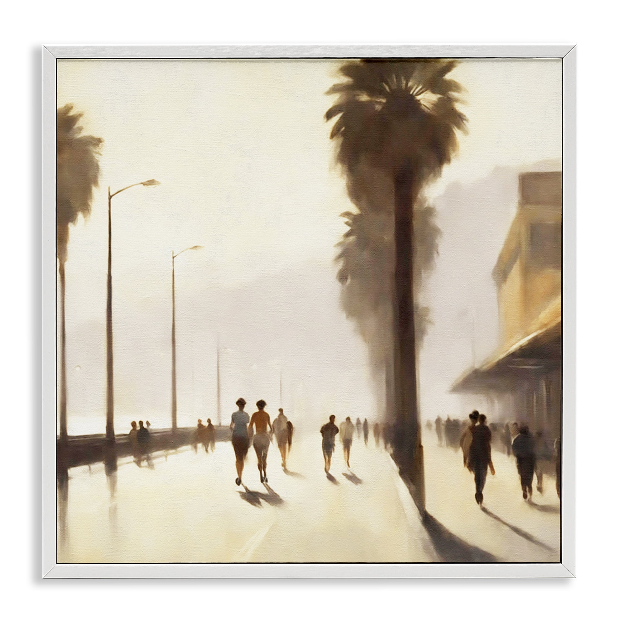 Stupell Industries Sunset Runners Tropical Landscape & Nature Painting White Framed Art Print Wall Art, 24 x 24