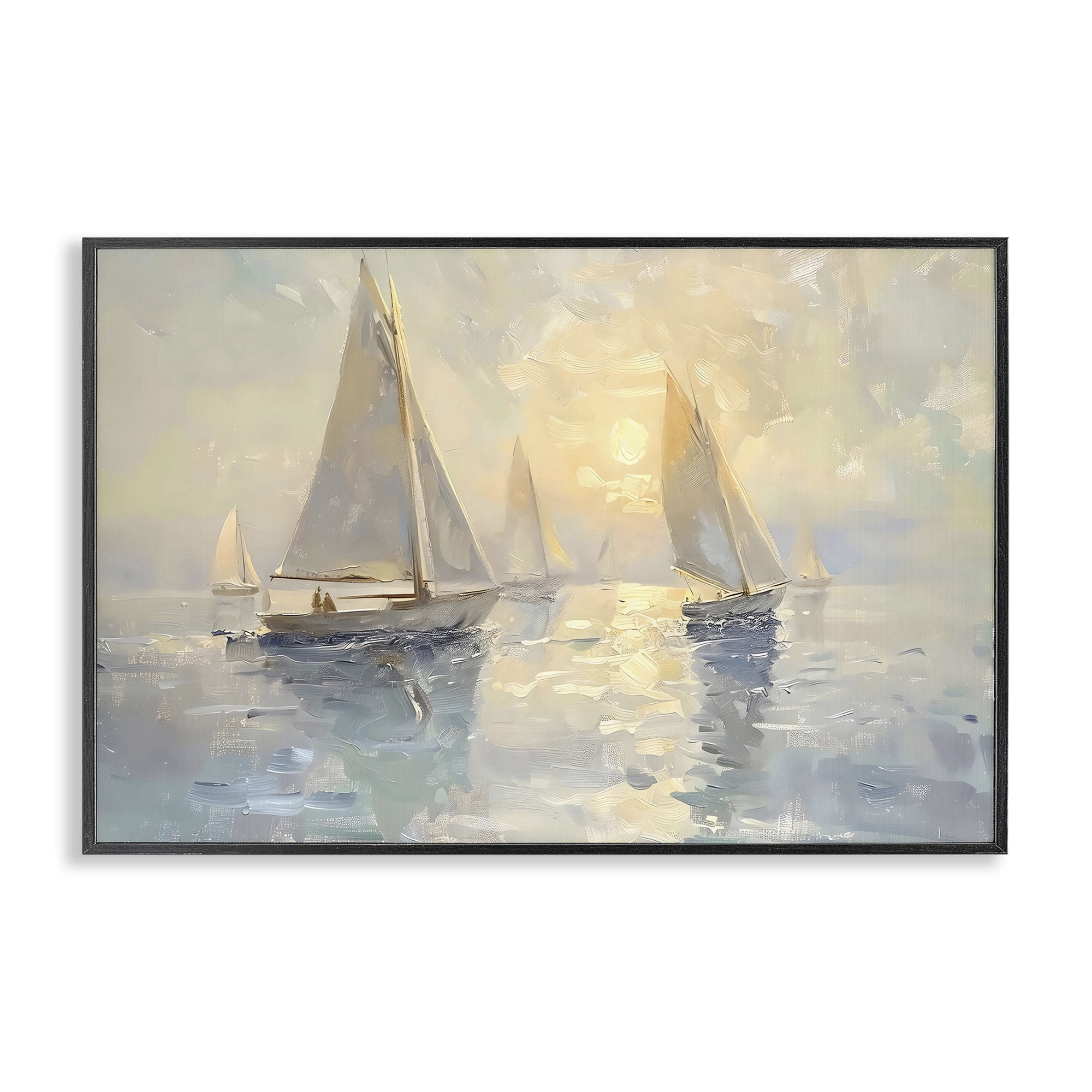 Stupell Industries Sunset Sailboats Glow Black Framed Giclee Art, design by Creative Studio