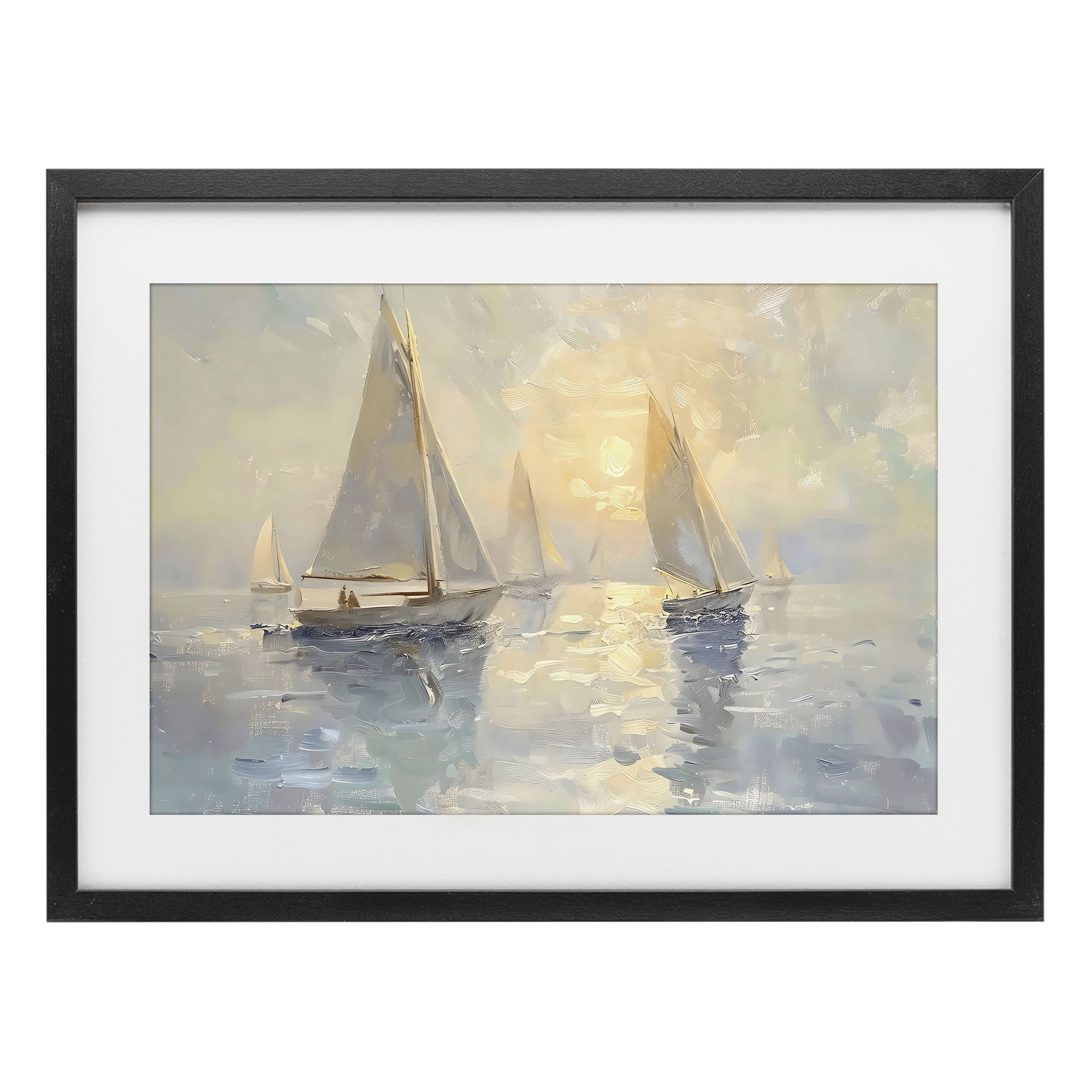 Stupell Industries Sunset Sailboats Glow Black Framed Print Under Glass, design by Creative Studio