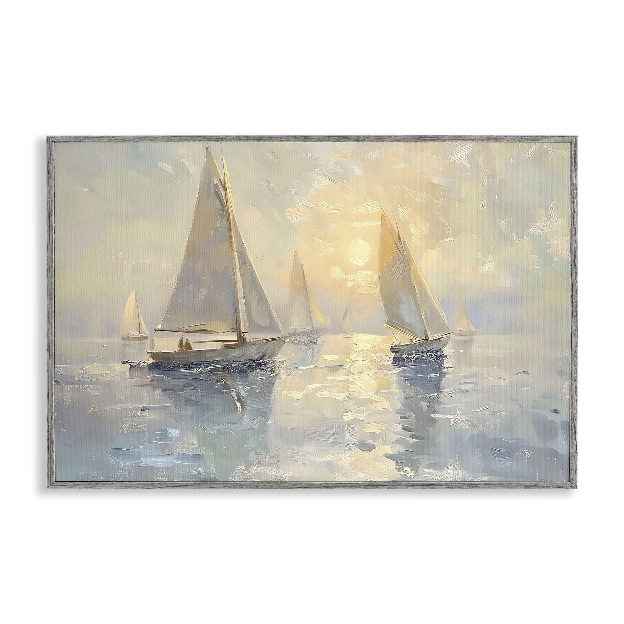 Stupell Industries Sunset Sailboats Glow Gray Framed Giclee Art, design by Creative Studio