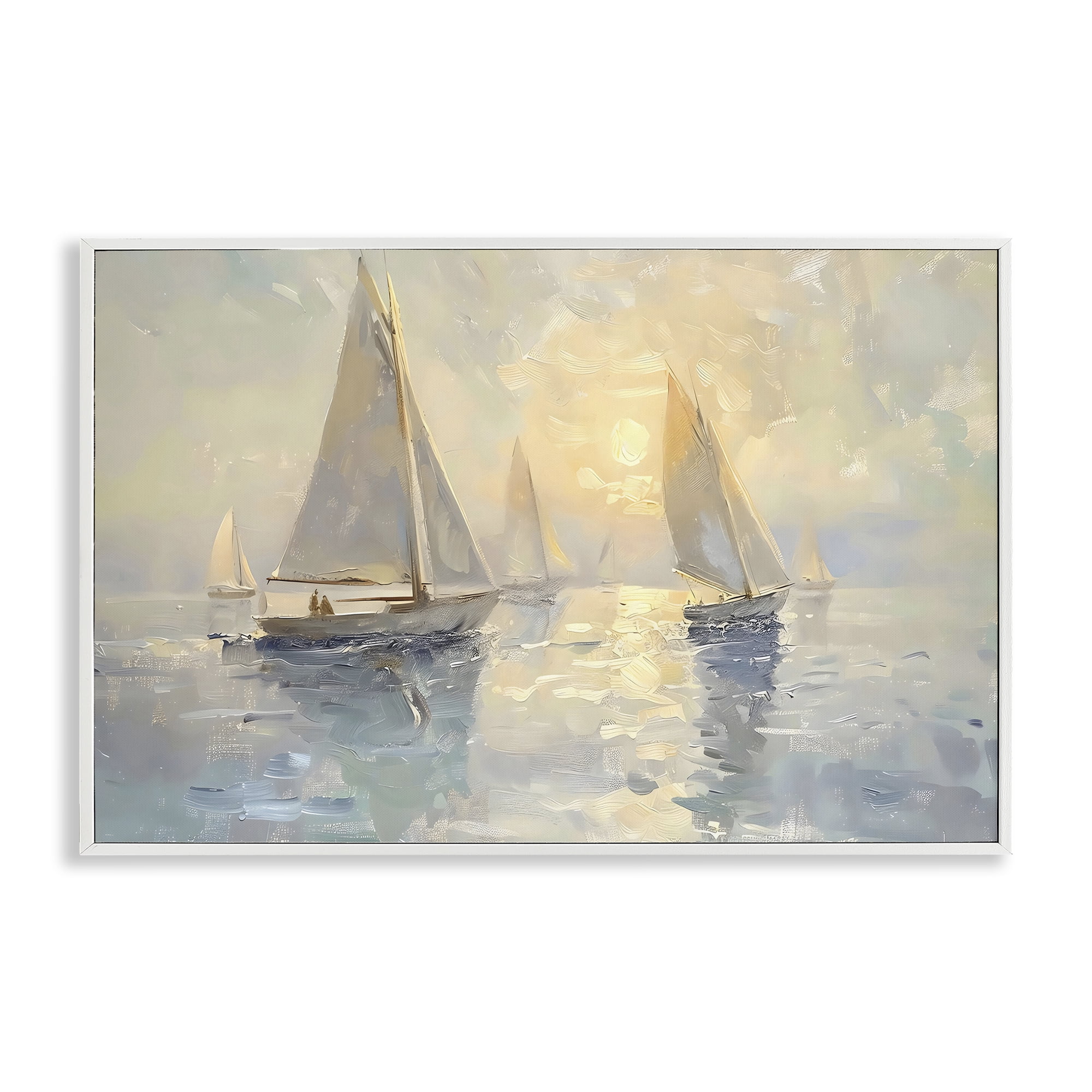 Stupell Industries Sunset Sailboats Glow White Framed Giclee Art, design by Creative Studio