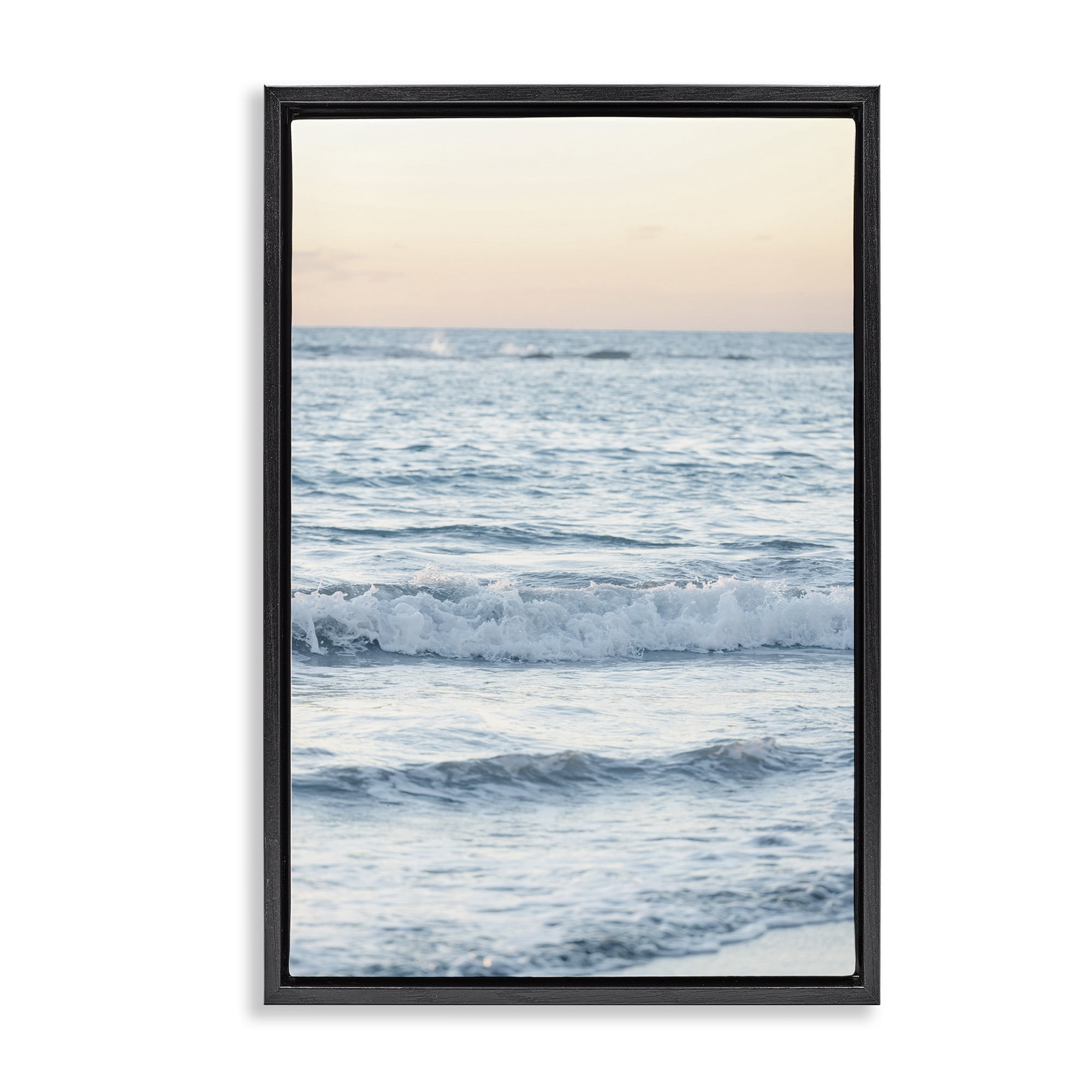 Stupell Industries Sunset & Sea View Coastal Photography Black Floater Framed Canvas Art Print Wall Art, 21 x 31