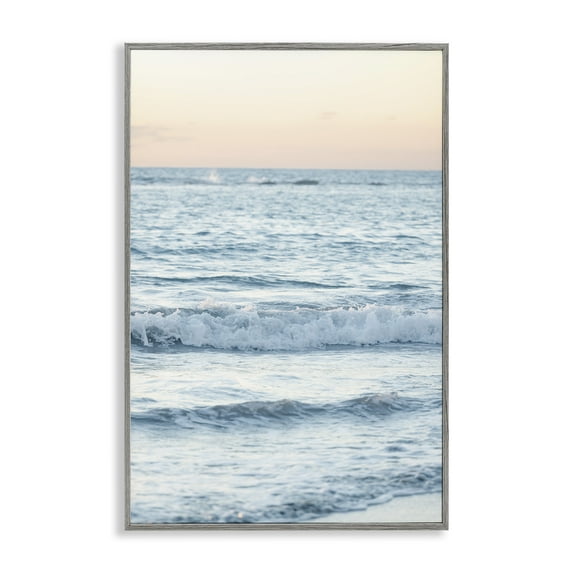 Stupell Industries Sunset & Sea View Coastal Photography Gray Framed Art Print Wall Art, 20 x 30