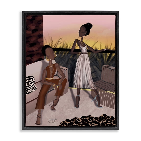 Stupell Industries Sunset Sisters Scenic View Black Framed Floater Canvas Wall Art design by Sierra Siler, 21 x 17