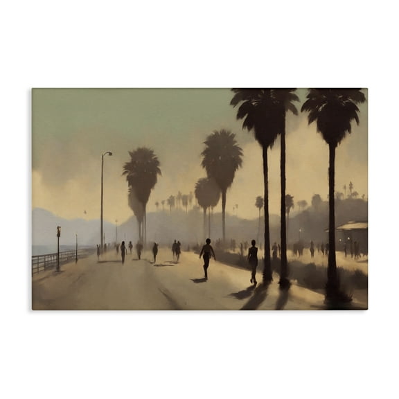 Stupell Industries Sunset Skater on Boardwalk Landscape & Nature Painting Wrapped Canvas Art Print Wall Art, 36 x 24