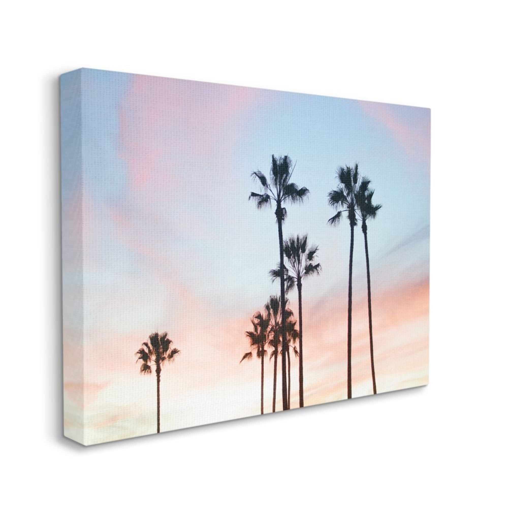 Sunset Sky with Palm Tree Silhouettes Canvas Wall Art, 16 x 20