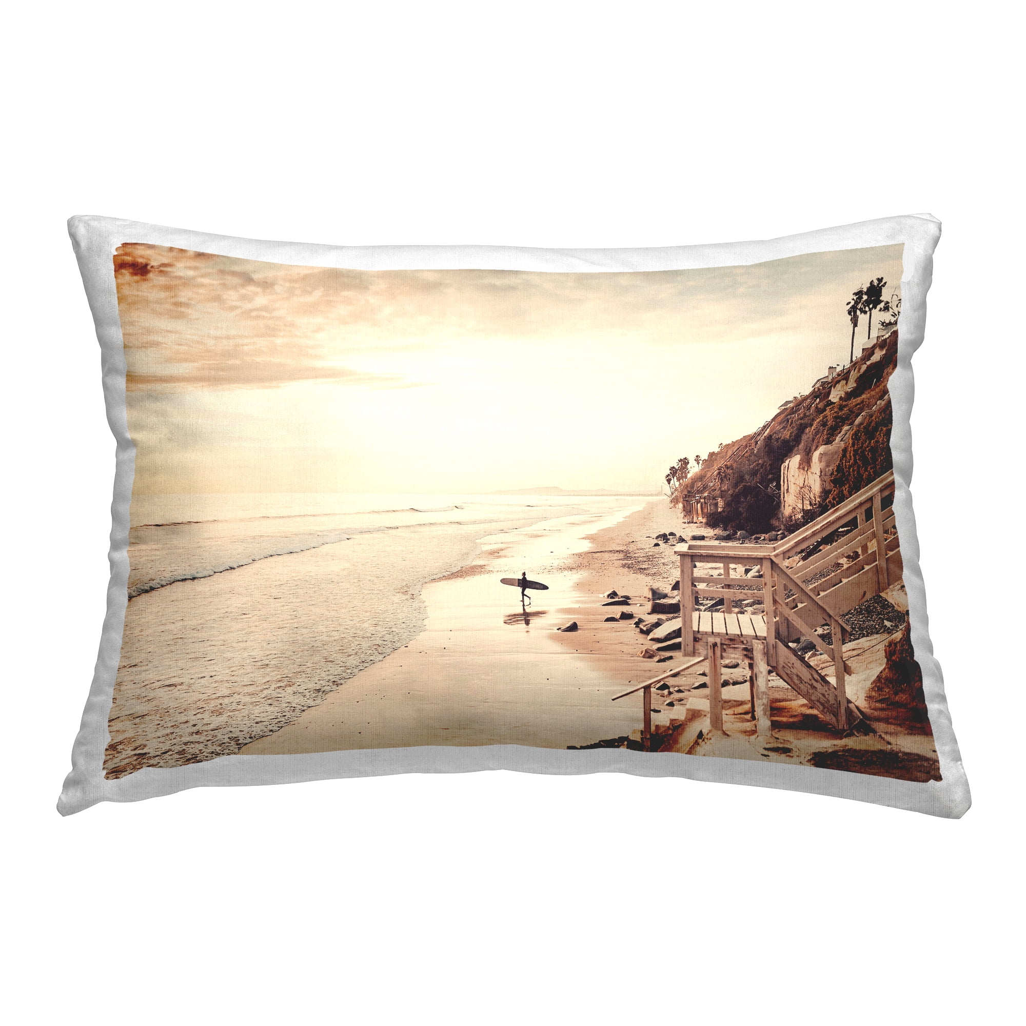 Stupell Industries Sunset & Surf Landscape Decorative Printed Throw Pillow Design by Sisi and Seb.