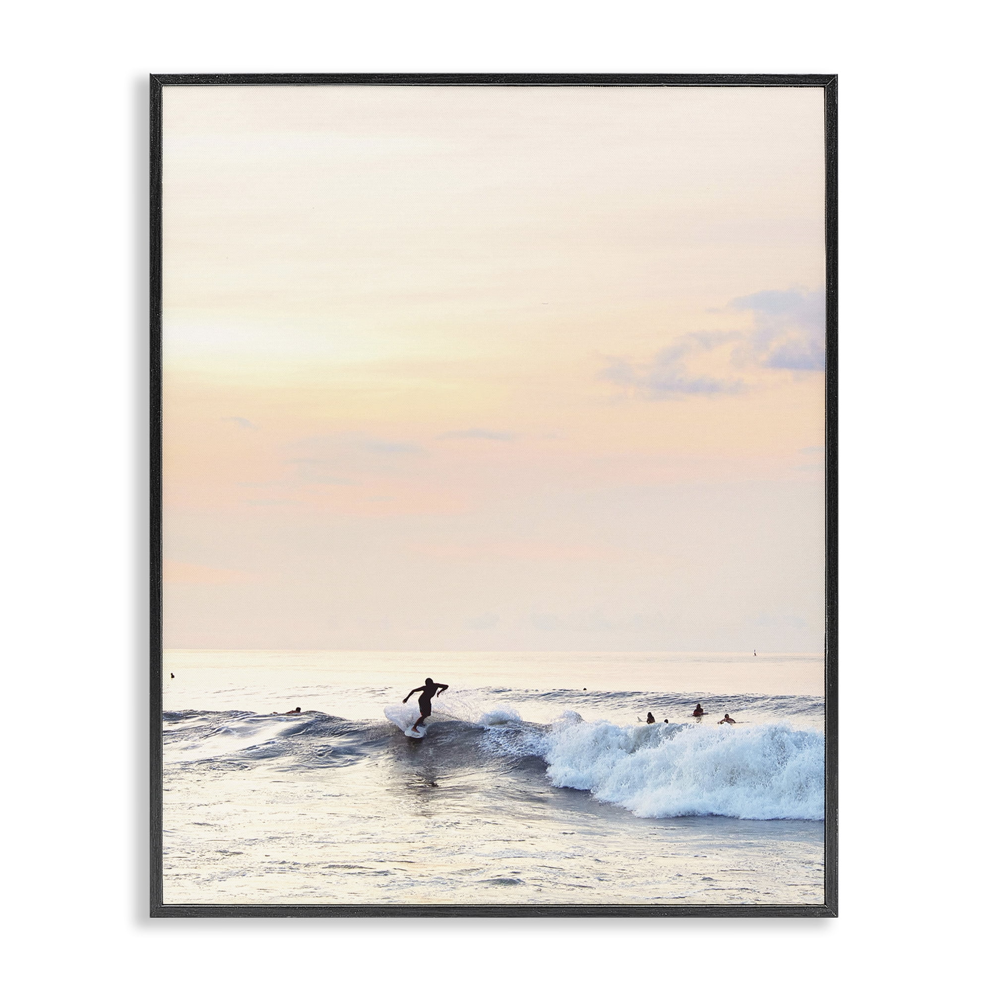 Stupell Industries Sunset Surfer Landscape Coastal Photography Black Framed Art Print Wall Art, 11 x 14