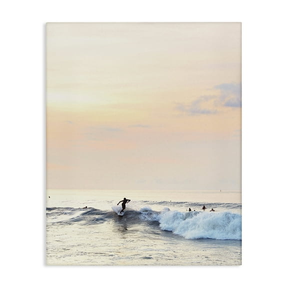 Stupell Industries Sunset Surfer Landscape Coastal Photography Gallery Wrapped Canvas Art Print Wall Art, 16 x 20