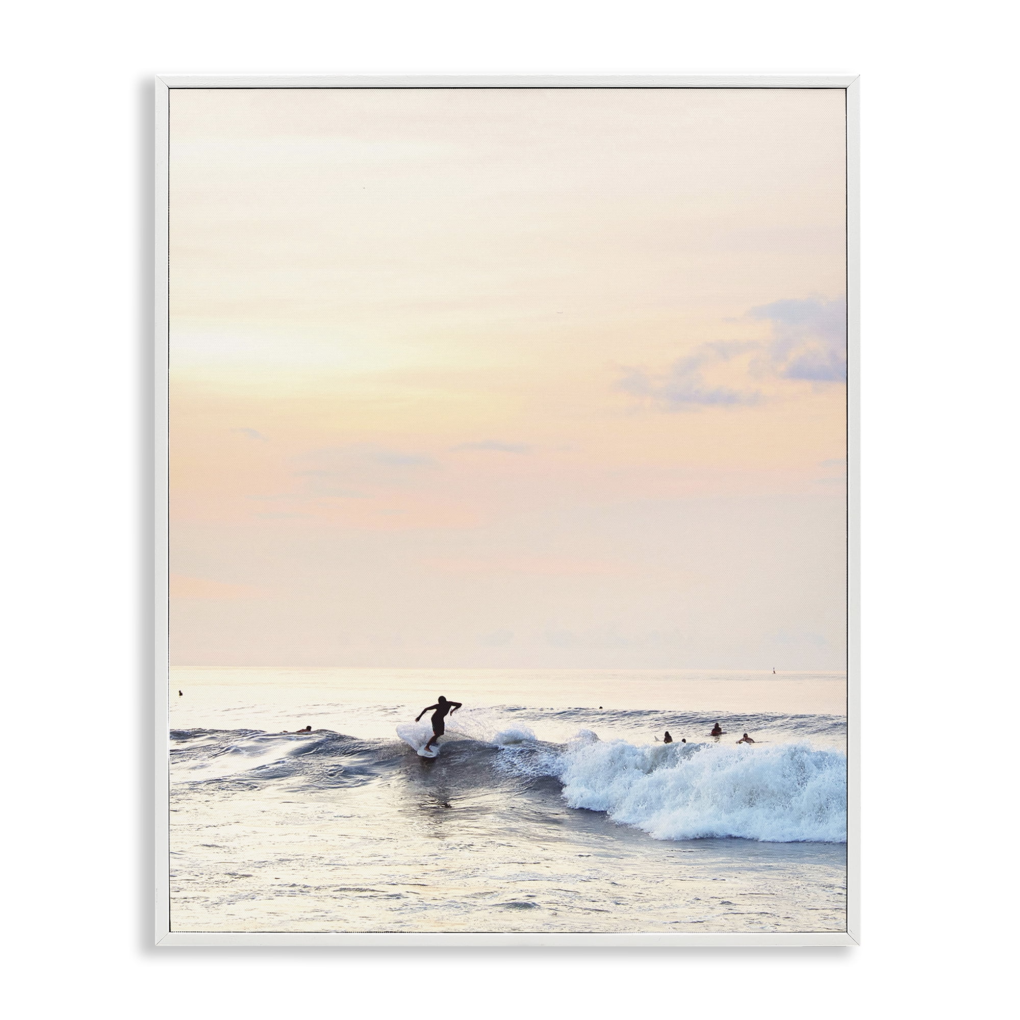 Stupell Industries Sunset Surfer Landscape Coastal Photography White Framed Art Print Wall Art, 11 x 14