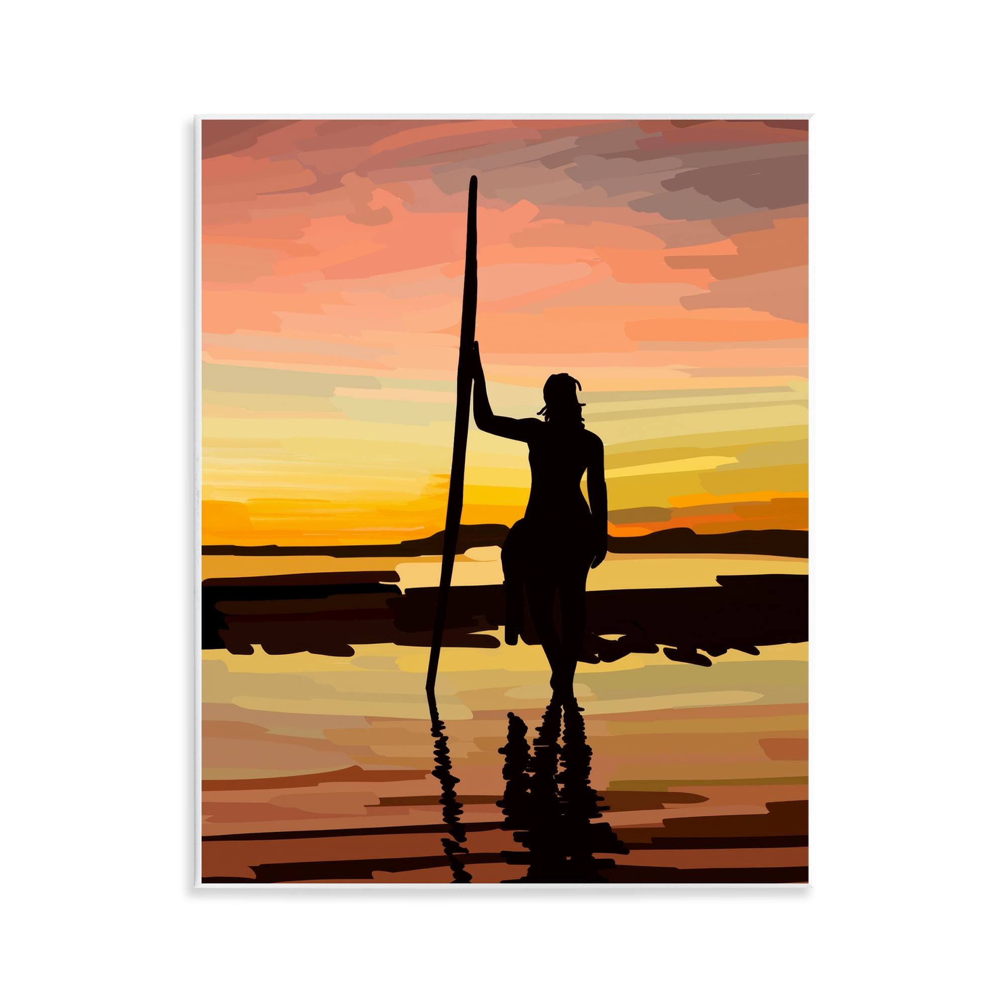 Stupell Industries Sunset Surfer Silhouette Nautical & Beach Painting Unframed Art Print Wall Art, 11 x 14