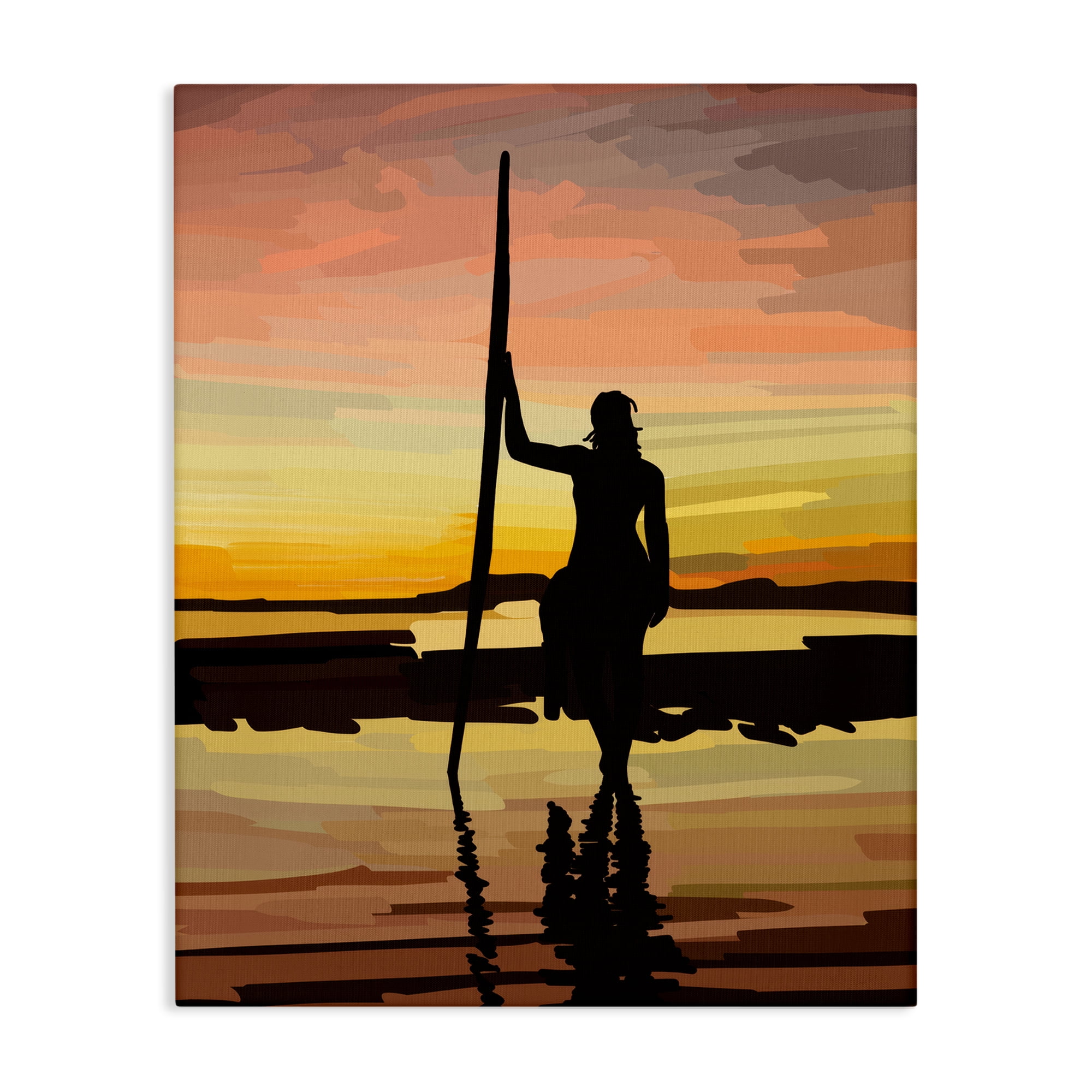 Stupell Industries Sunset Surfer Silhouette Nautical & Beach Painting Wrapped Canvas Art Print Wall Art, 30 x 40