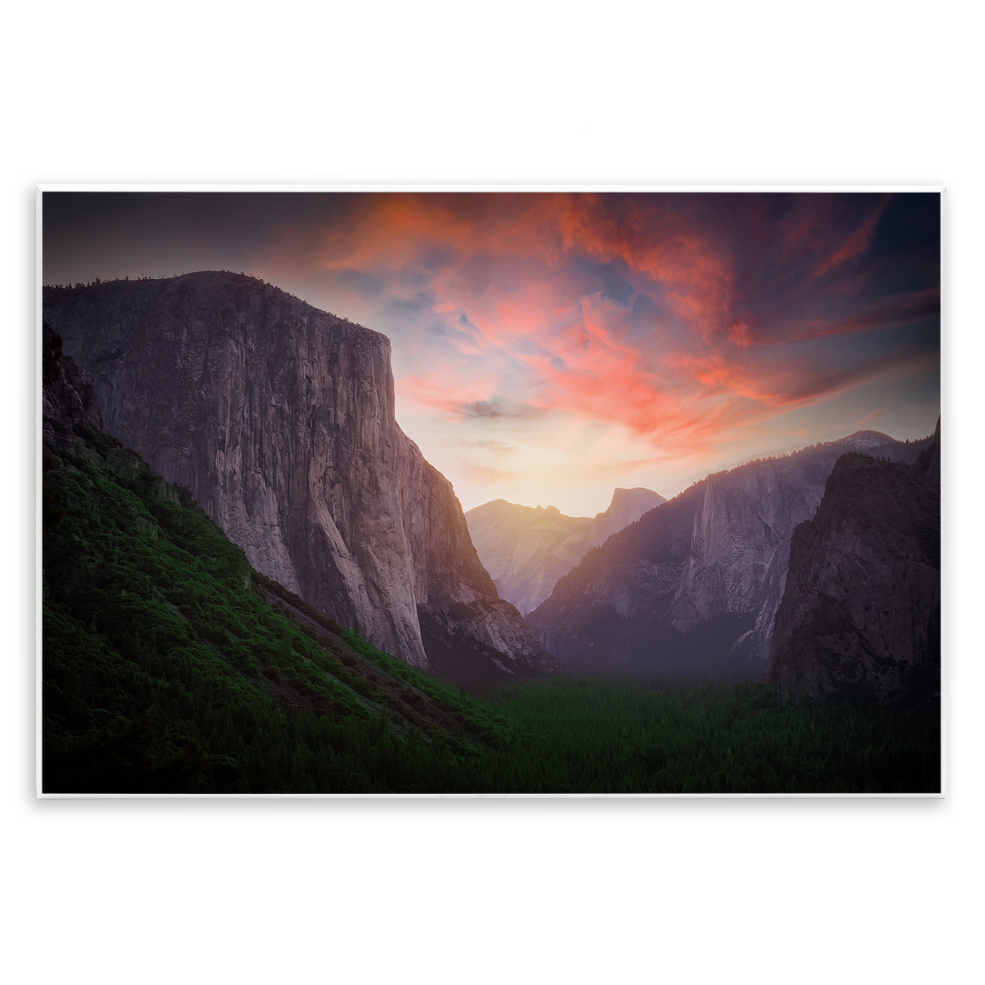 Stupell Industries Sunset Through Mountain Cliffs Landscape & Nature Photography Unframed Art Print Wall Art, 19 x 13