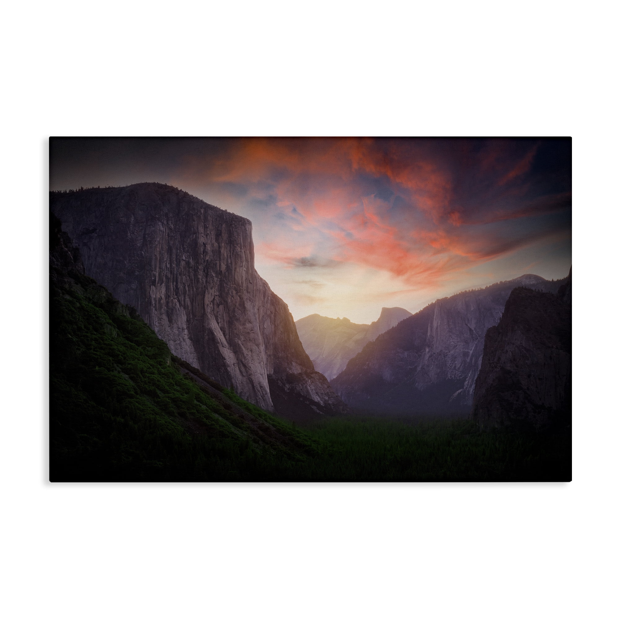 Stupell Industries Sunset Through Mountain Cliffs Landscape & Nature Photography Wrapped Canvas Art Print Wall Art, 36 x 24