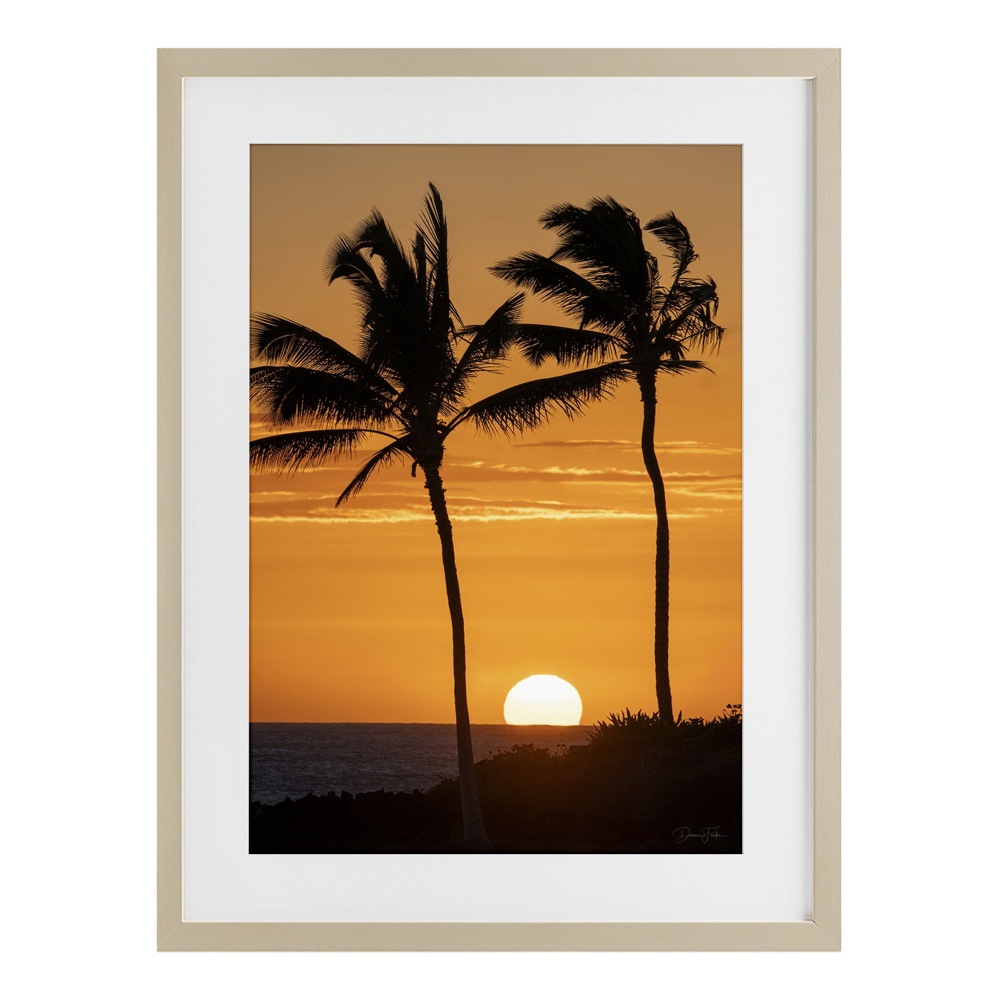 Stupell Industries Sunset Through Palm Trees Birch Framed Print Under Glass, design by Dennis Frates