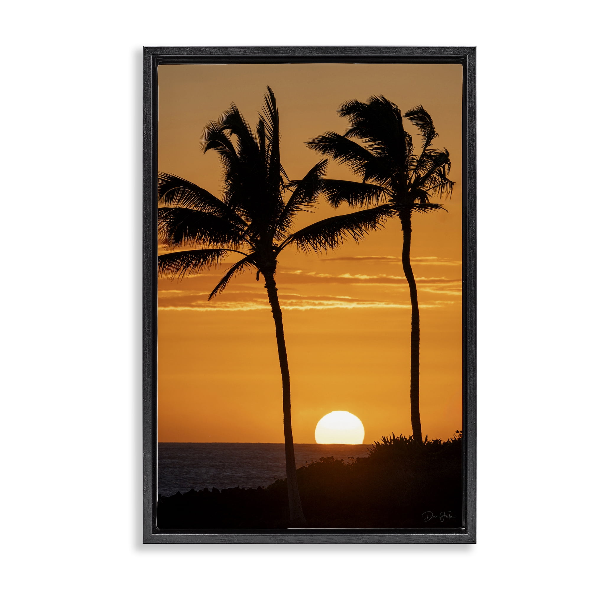Stupell Industries Sunset Through Palm Trees Black Framed Floater Canvas Wall Art, design by Dennis Frates
